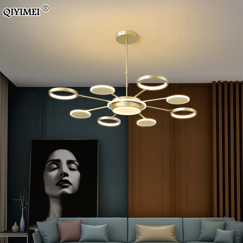 Plafonnier LED avec télécommande, design moderne, disponible en noir et en or, intensité réglable, luminaire décoratif d'intérieur, idéal pour un salon, une salle à manger ou une chambre à coucher, nouveau modèle