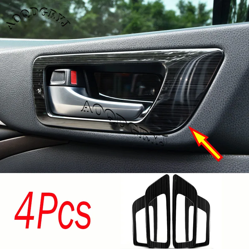 

4pcs For Toyota highlander 2015-2019 Black titanium ABS Matte Carbon Look blue Interior handle bowl Decorative frame cover trim