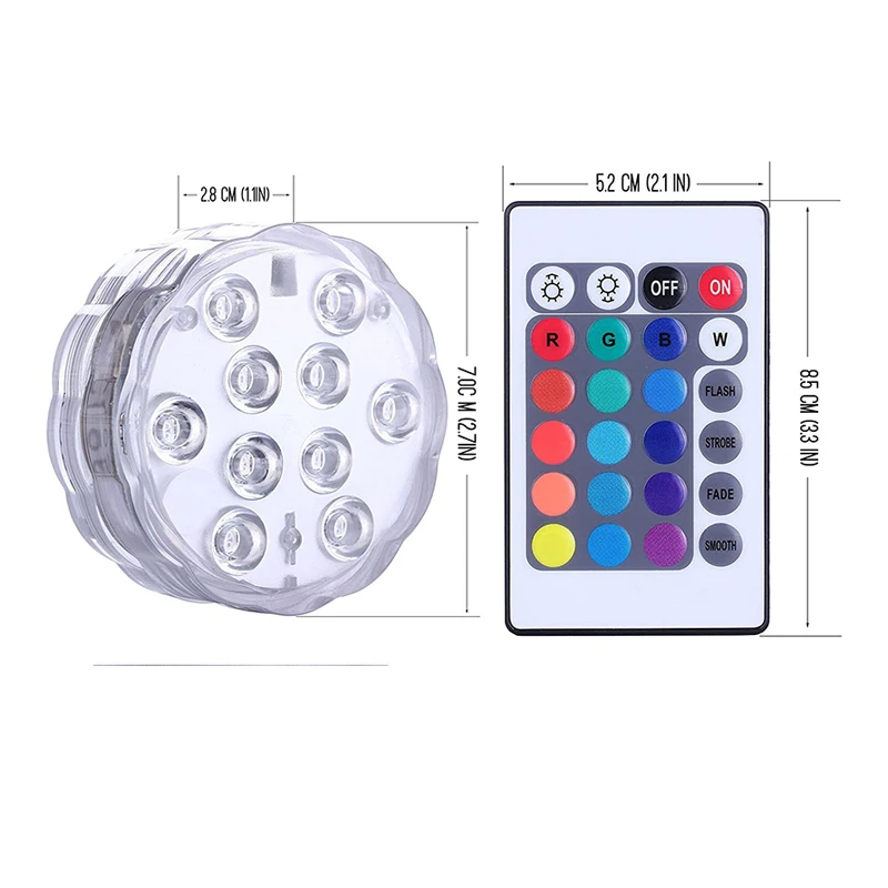 Led24 Key Remote Control Colorful RGB Diving Lamp Luminous Toy Fish Bathtub Lamp Baby Bath Landscape Vase Lamp