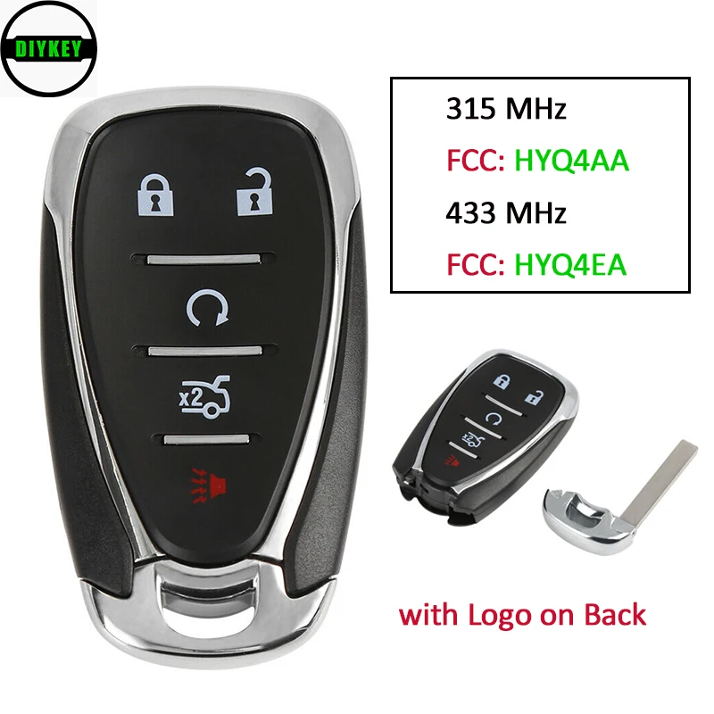 

DIYKEY Smart Remote Key 315MHz 433MHz ID46 for Chevrolet Cruze Malibu Camaro with Logo FCC: HYQ4EA ,HYQ4AA P/N:13508769