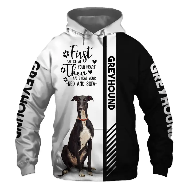 Animal Greyhound Dog 3D stampato Unisex Deluxe felpa con cappuccio uomo/donna felpa Streetwear Zip Pullover giacca Casual tuta