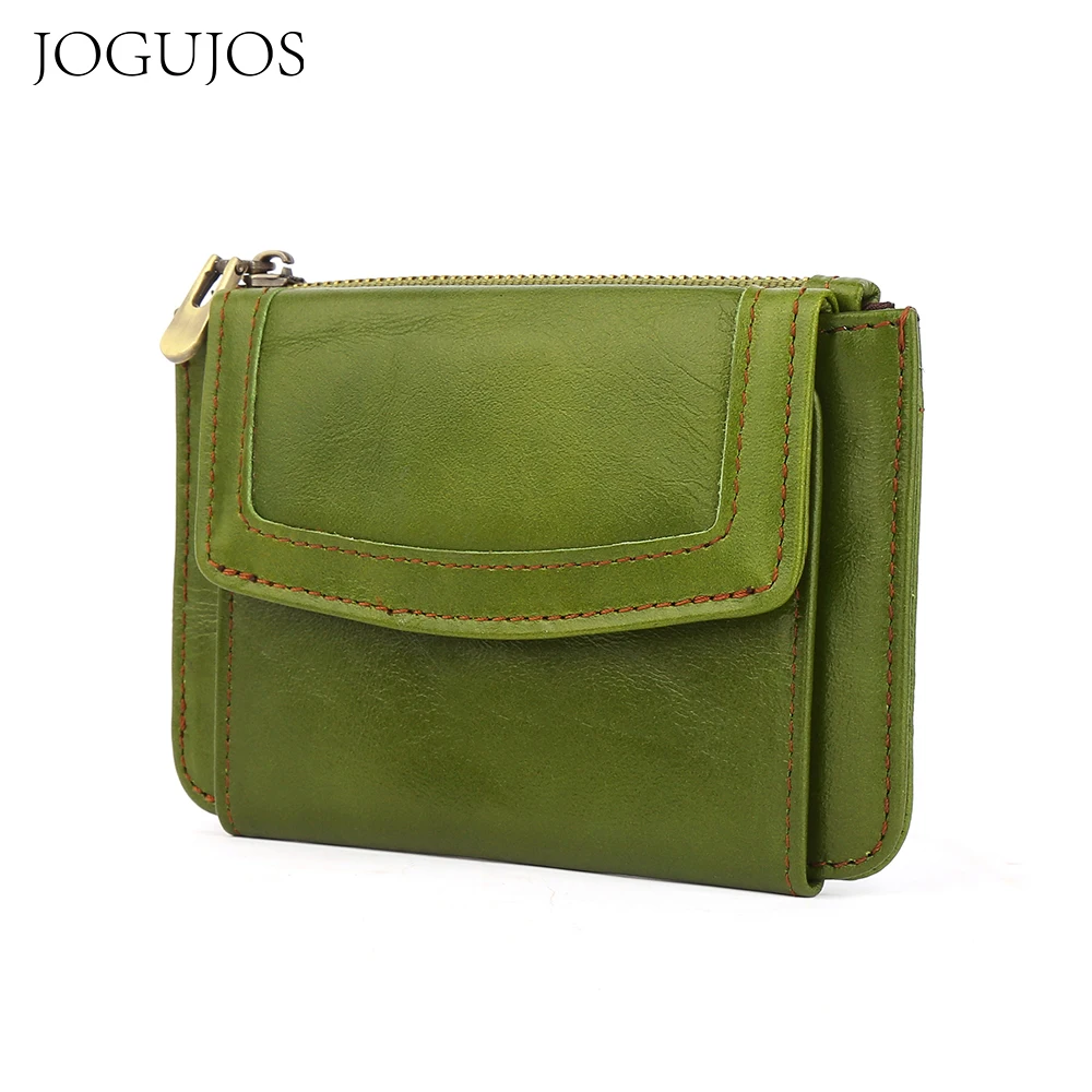 

JOJUJOS Genuine Leather Women Wallet Silm ID Card Holder Wallet RFID Creative Cowhide Storage Coin Purse Short Women's Purse