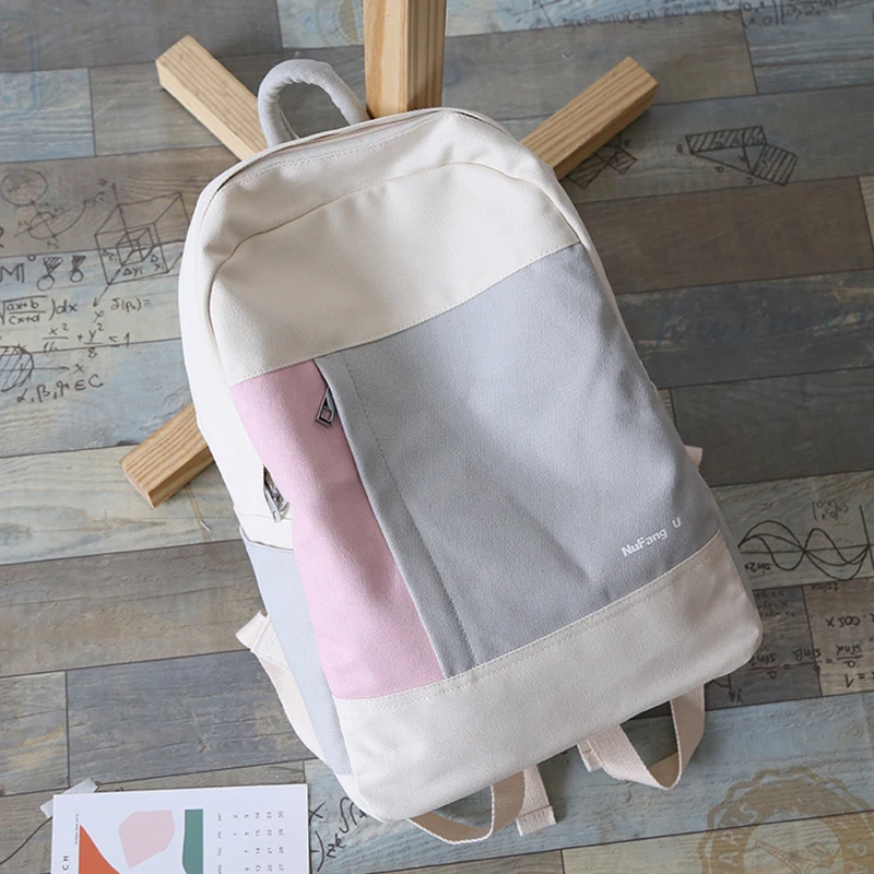 2020  new design color match girls backpack women leisure bag teenager school student book bag daily bag young