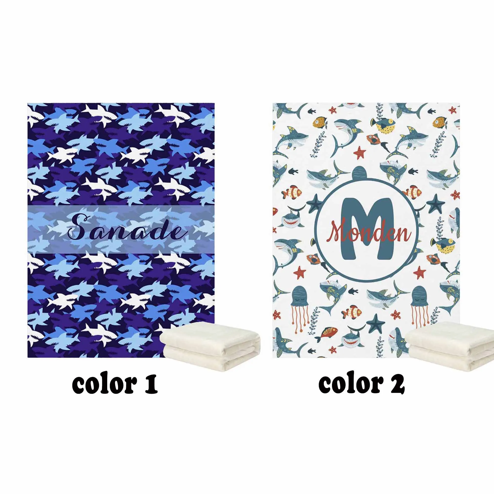 LVYZIHO Add Your Name |  Shark Pattern Blanket - 30x40 /48x60/60x80 Inches - Fleece Blanket