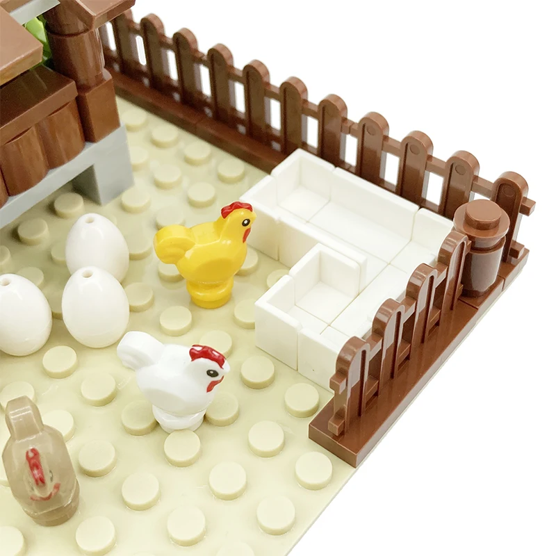 MOC Bauernhof Tiere Bausteine Stadt ChickenCoop Hen House Spielzeug DIY Blöcke Spielzeug für Kinder Jungen Mädchen Geschenk Juguetes Kinder Spielzeug – Detail 3