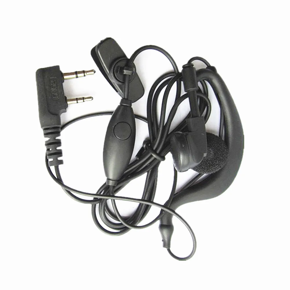 10x G Shape Earphone PTT Earpiece Headset PTT For 2 Pin Kenwood BAOFENG Radio UV-5RA Plus UV5RC UV5RD UV-5RE Walkie Talkie