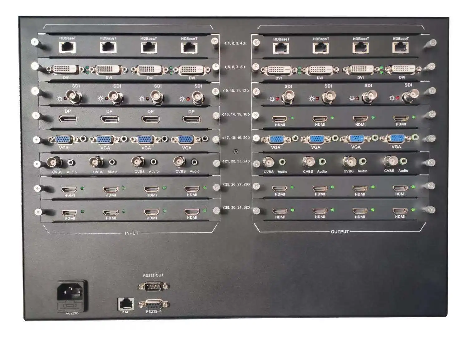 High-Definition Hybrid Hdmi Interface Matrix Video Switcher 4/8/9/12/24/32 Hdmi/vga/Dvi 16 In 16 Out Card