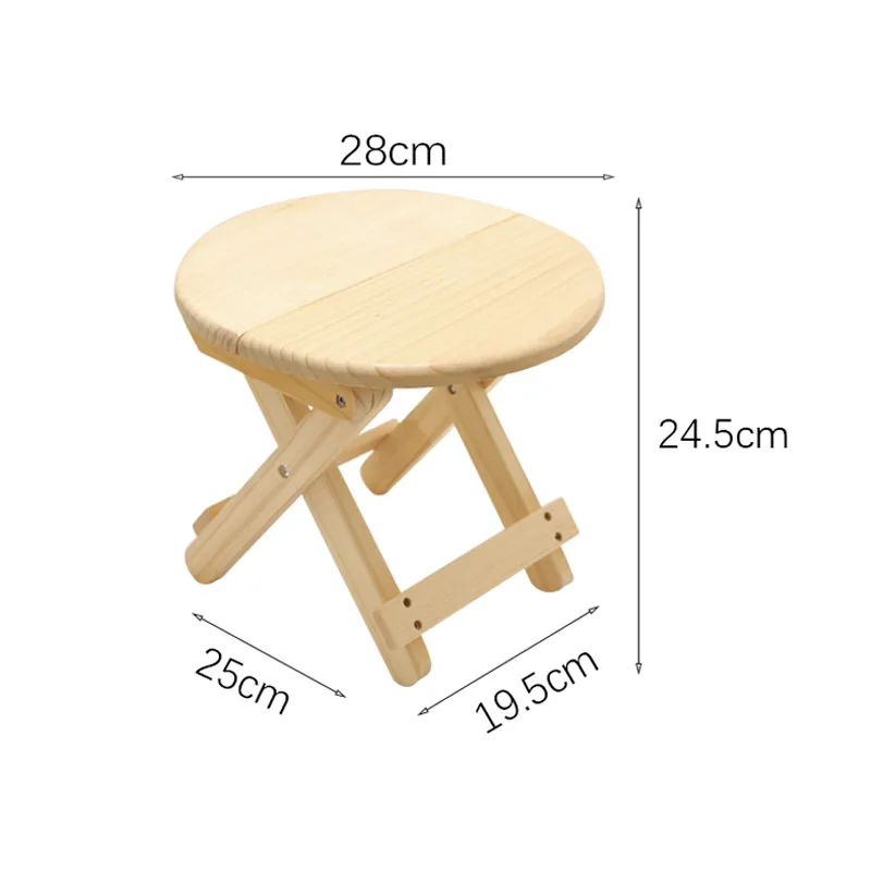 Solid Wood Folding Stool Home Living Room Shoe Changing Stool Round Tiptoe Footstool Outdoor Mazza  Round Stool  Wooden Stool