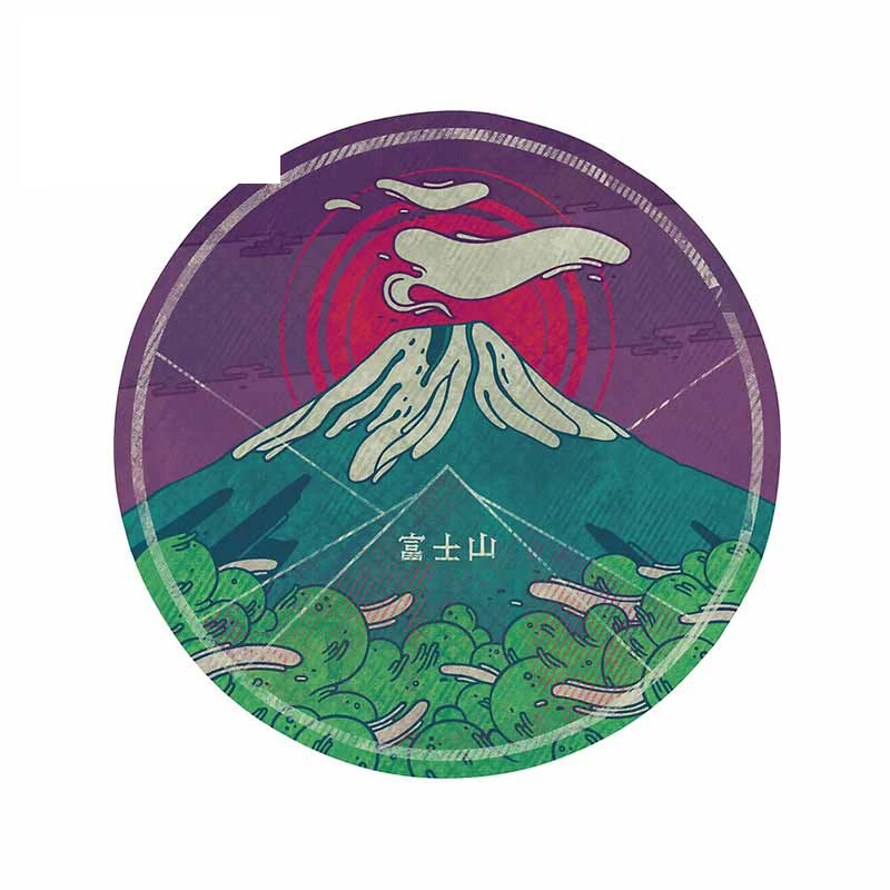 For View Mount Fuji Smoke In Japan Cartoon Waterproof Car Stickers Anime Decal Surfboard RV Decoration 13cm X 12.7cm