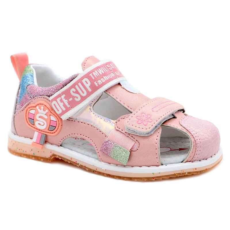 Sandalias de águila para niñas, zapatos de punta cerrada con soporte de arco, con gancho y bucle, talla Europea 26-31