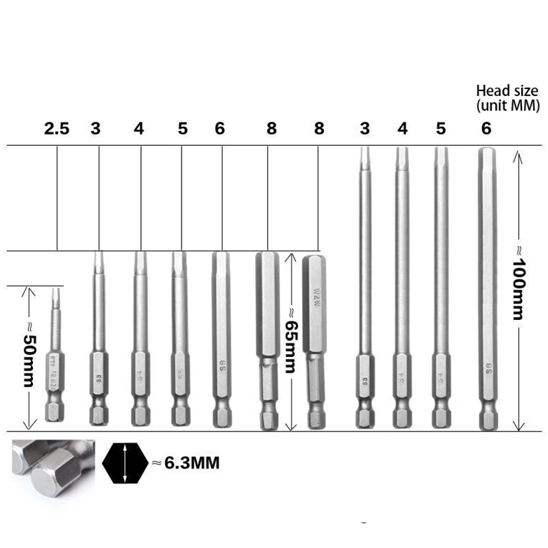 7/10 adet altıgen tornavida 1.5,2,2.5 tornavida Bit Set Ph2 Bit hassas darbeli matkap manyetik Anti kayma elektrik Hex Shank