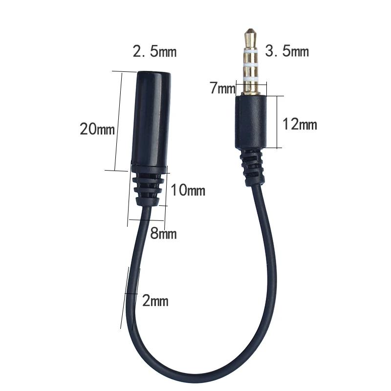 4 polak Stereo 2.5mm żeńskie do 3.5mm męska wtyczka 90 męski na żeński adapter Audio kabel przewód