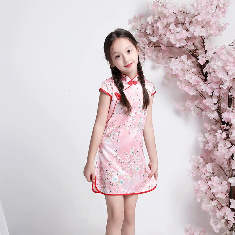 Lovely Chinese Traditional Girl's Cheong-sam Dress Beauty Little Princess Baby Party Gown Dress Baby Flower Girls Dress