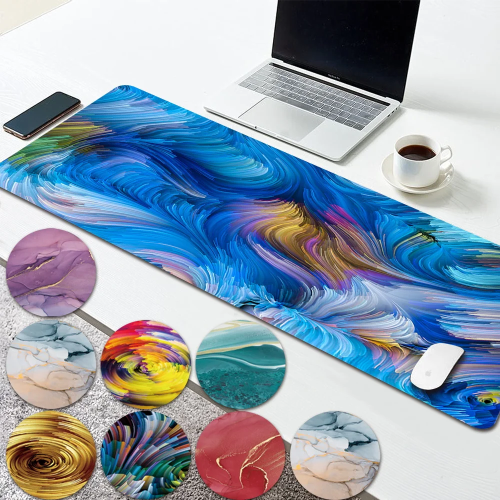 

Large Mouse Mat Anti-slip Waterproof PU Leather Computer Mousepad Watercolor Pattern Game Player Mouse-pad