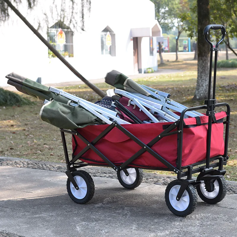 Car Camping Portable Folding Trolley Outdoor Picnic Off-road Wheel Camping Wagon Shopping Cart Hand Truck Hand Cart Garden Cart