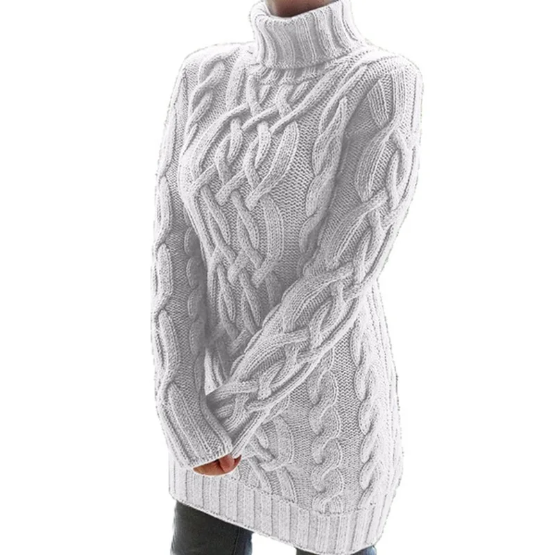 Frauen Gestrickte Pullover Herbst Winter Rollkragen Casual Pullover Solide Verdickt Vintage Pullover Kleid Pullover für Frauen Mode