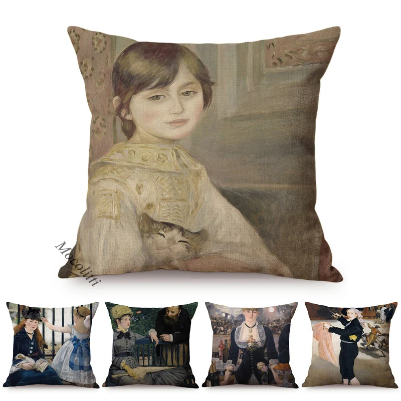 Famous Impressionism Painter Edouard Manet Oil Painting Art Home Decor Sofa Pillow Cases Luxury Decorative Linen Cushions Cover