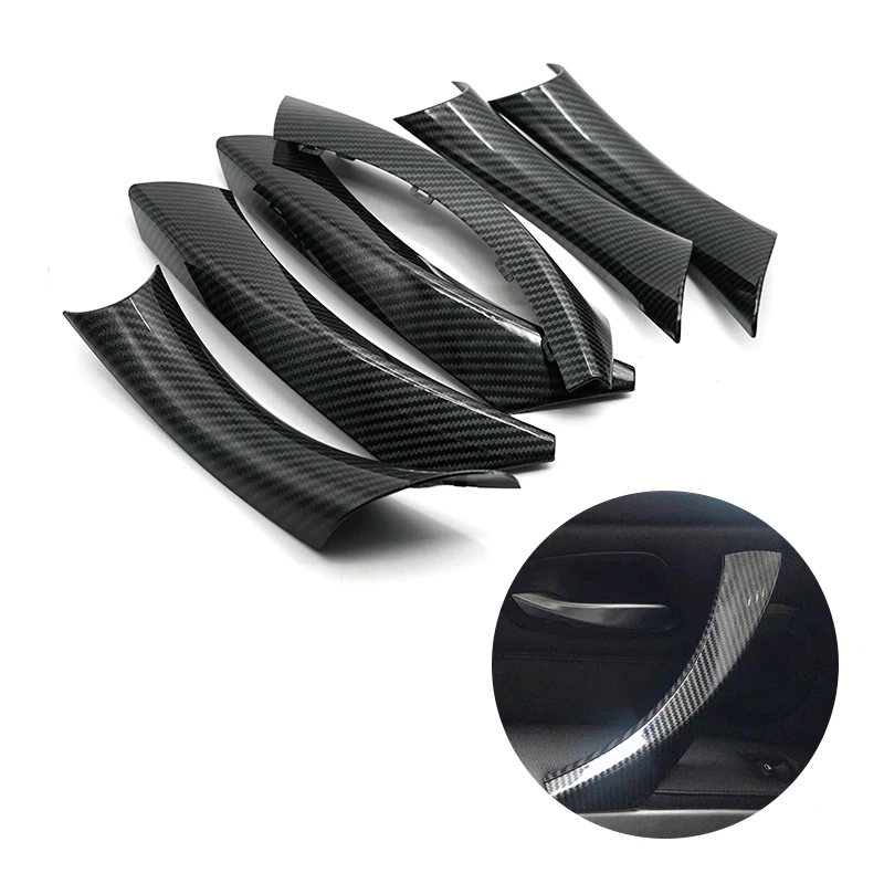 For BMW 3 Series E90 E91 316 318 320 325 328i 2004 2005-2012 6pcs Car Interior Door Handle Pull Cover Carbon Style Decorative