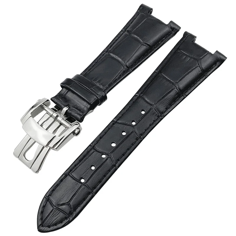 25mm * 12mm High Quality Genuine Leather Cowhide Watch Band Fit for Patek Philippe PP NAUTILUS Blue Brown Black Calfskin Strap