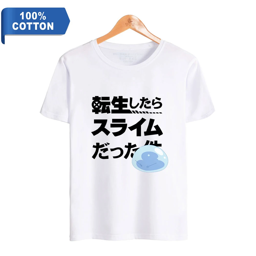 That Time I Got Reincarnated as a Slime 100% Cotton T-shirt Men Summer Short Sleeve Anime T shirt Casual Streetwear Tops