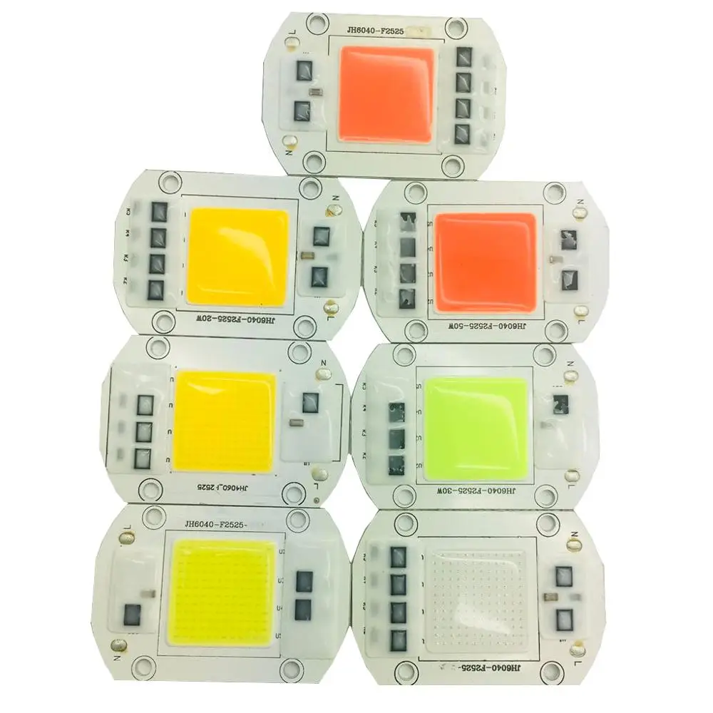 Full Spectrum COB LED Chip Lâmpada, holofotes, não precisa de drivers, 110V, 220V, 20W, 30W, 50W, 3000K, 6000K, 2pcs por saco