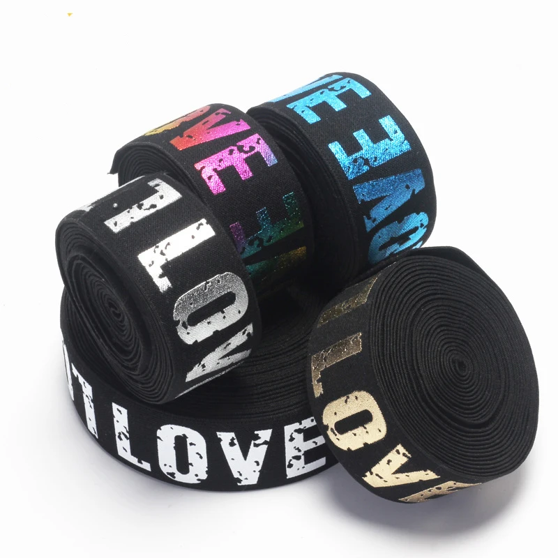 2/3/4cm Elastic Band Printing LOVE Rubber Webbing Classic Pattern Letter Love Elastic Belt for Clothing Trousers Sewing Supplies