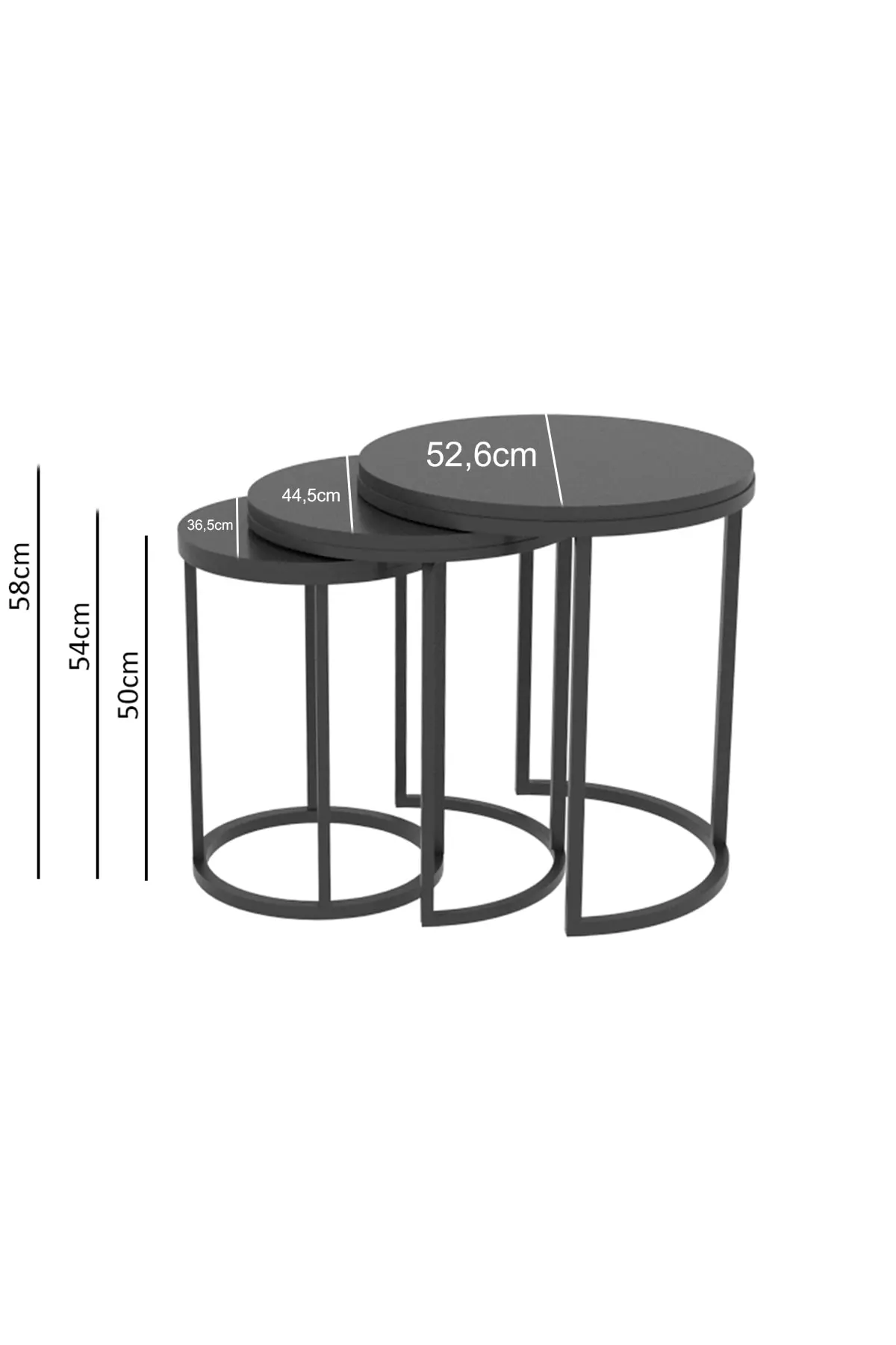 Arlo Nesting Set 1table Walnut Black Home Decoration Metal Leg Solid Structure of Stylish Design