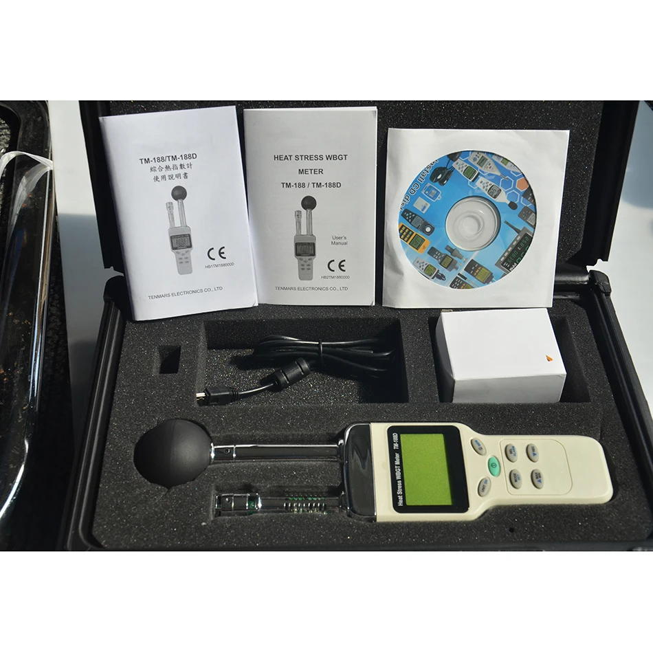 TM188D ใหม่ Professional คุณภาพสูงความถูกต้องความร้อน WBGT Meter Quick-Response จอแสดงผล LCD อุณหภูมิความชื้น
