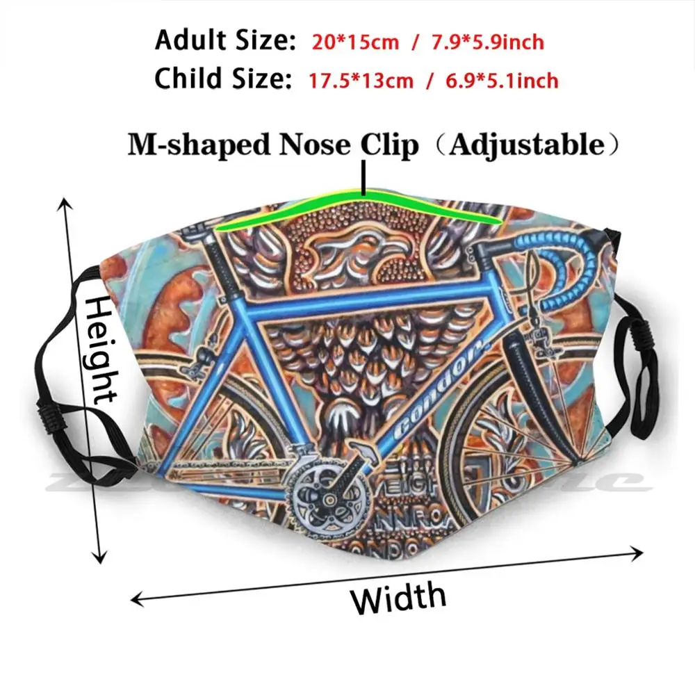 Condor Baracchi Mask Cloth Washable DIY Filter Pm2.5 Adult Kids Bicycle Cycle Road Bike Velo Condor Bird Wing Crest Chainring