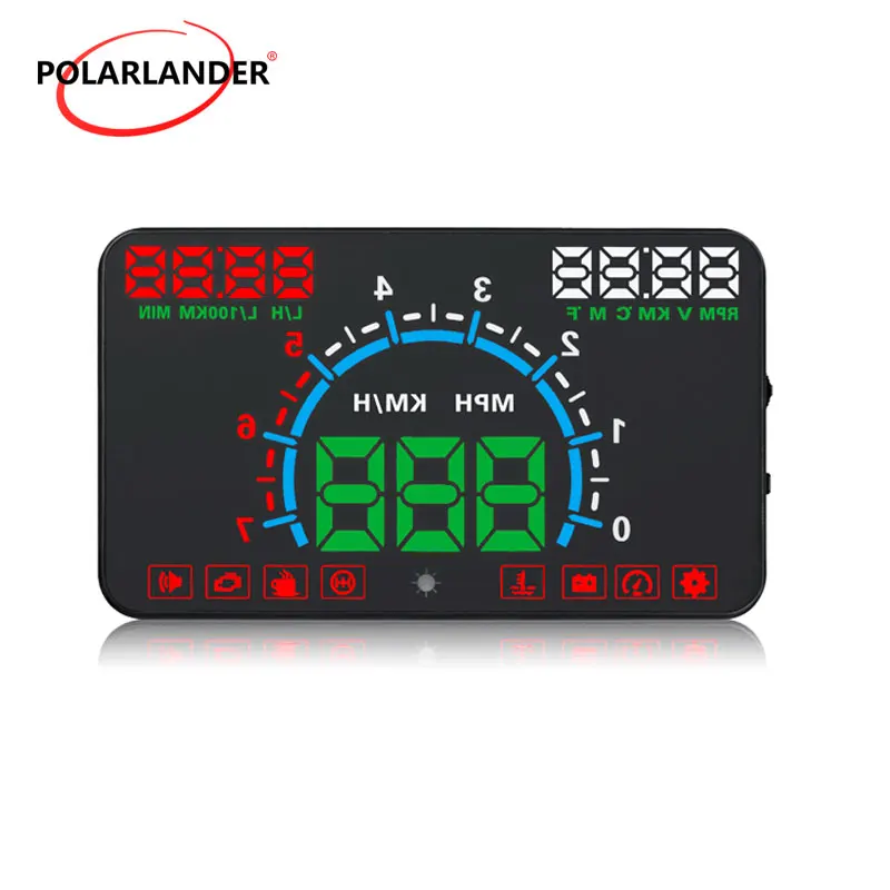E350 Head Up Display Car OBD2 Gauge Auto Brightness Adjust Speed RPM Water Temp Fuel Consumption Monitor