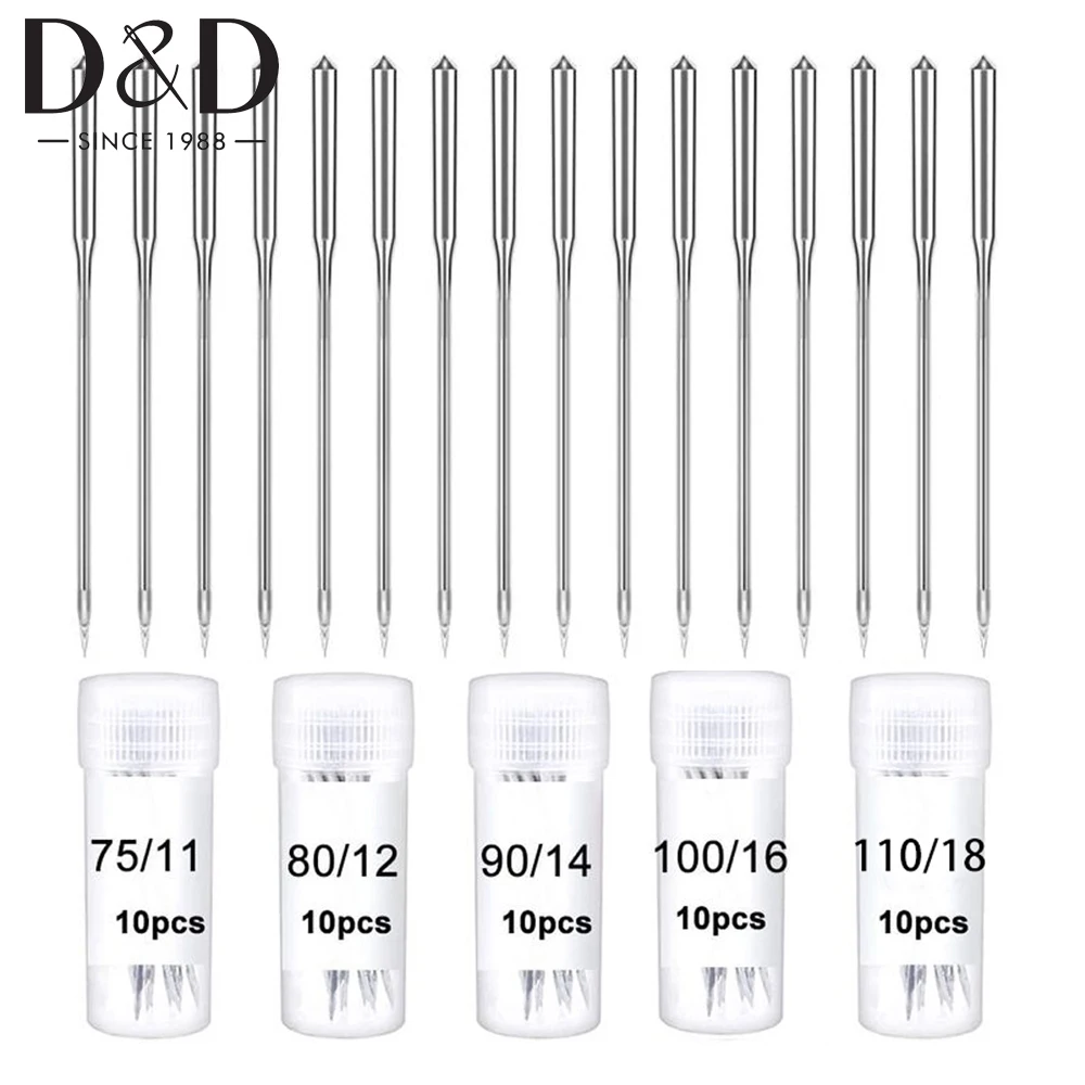 10pcs Sewing Machine Needles Universal Regular Point 75/11 80/12 90/14 100/16 110/18 for Household Sewing Machines Accessories