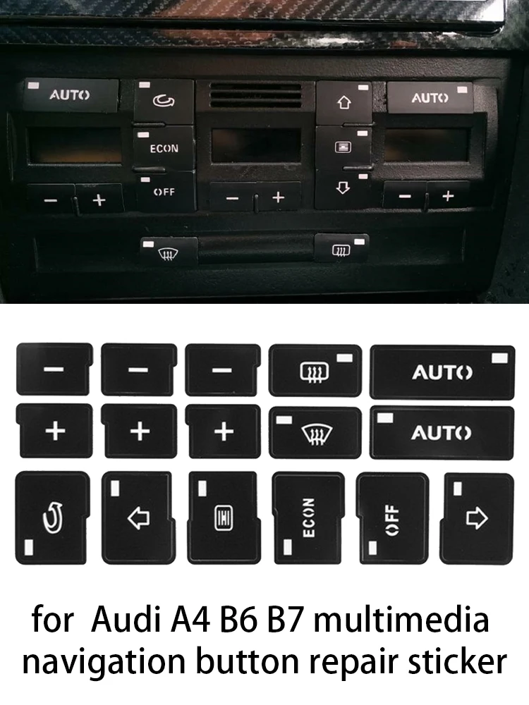 1x Car Air Condition AC Climate Control Button Repair Stickers Decals Styling Decors For Audi A4 B6 B7 2000 2001 2002 2003 2004