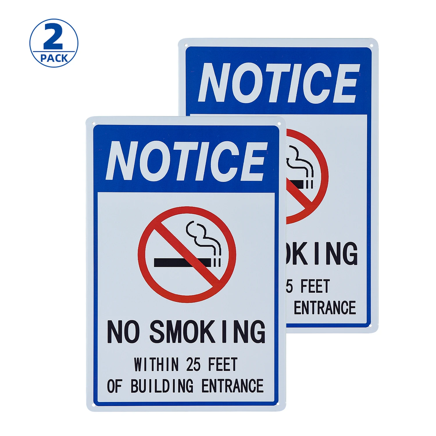 

DL-No Smoking Within 25 Feet of Building Entrance Sign - 2 Pack Rust UV Protected,Weatherproof and Fade Resistant