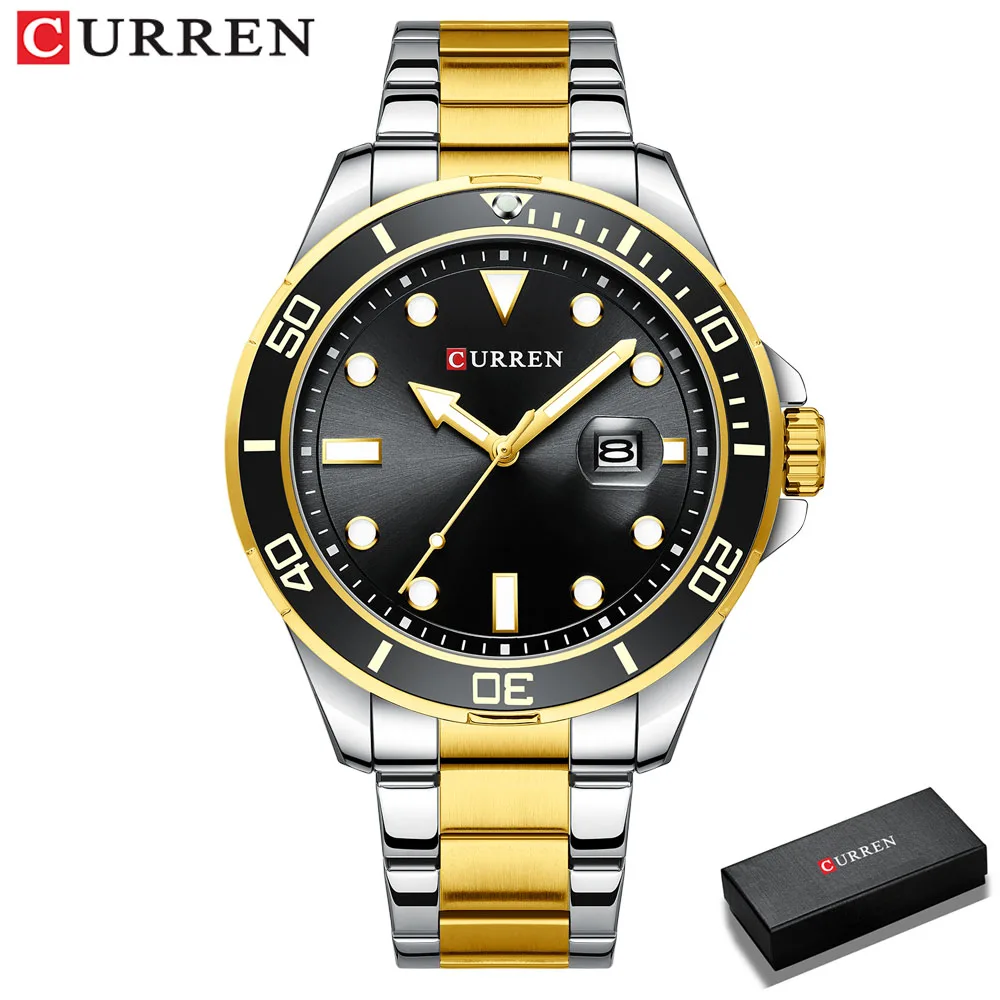 2021CURREN New Watch Men Automatic Date Clock Fashion Sport Quartz Watch 30ATM Waterproof Luminous Watches Mens