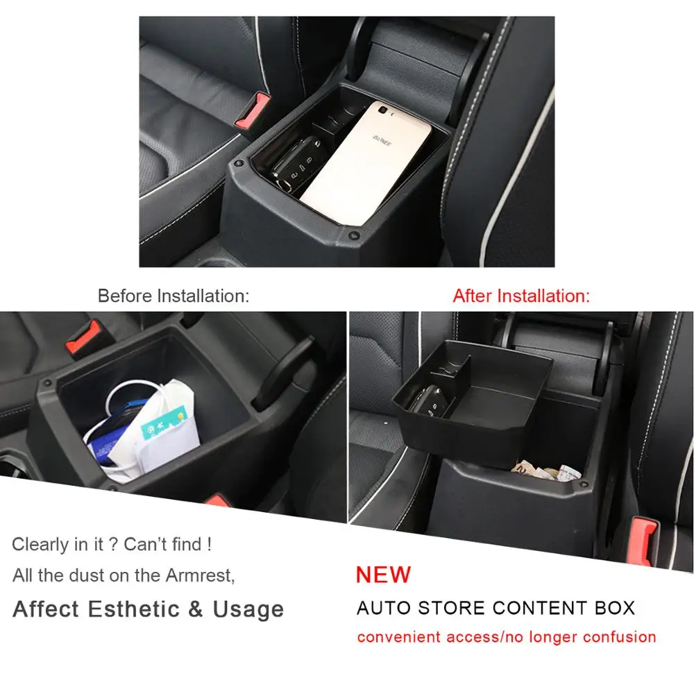 RUIYA Car Central Control Armrest Storage Box For Ibiza/SEAT Arona SUV 2018-2022 Stowing Tidying Auto Interior Arona Accessories