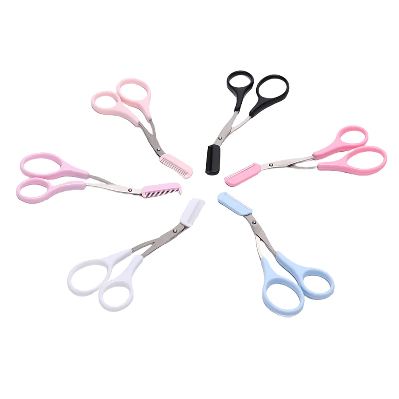 Eyebrow Trimmer Scissors With Comb Hair Removal Shears Comb Grooming Cosmetic Eyebrow Hair Trim Tool Makeup Accessories New