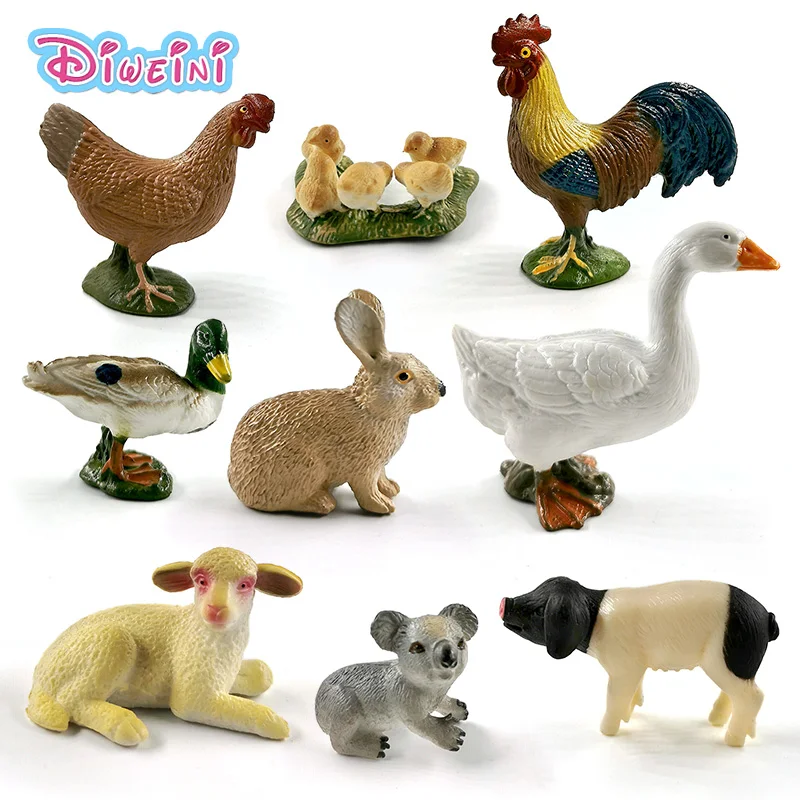 Animal Family Simulation Chicken duck pig cow sheep horse rabbit koala kangaroo model action figure decoration Kids hot toys set