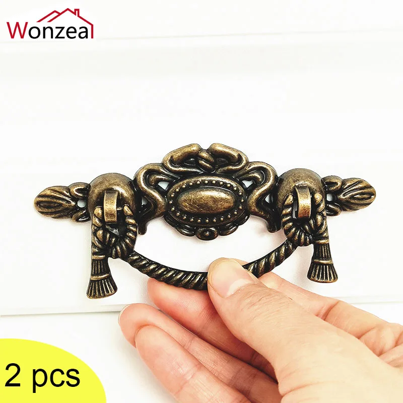 

2pcs Handles For Drawers 115*51mm Kitchen Door Furniture Classical Cupboard Antique Bronze Knobs Wood Box Cabinet Pulls Hardware