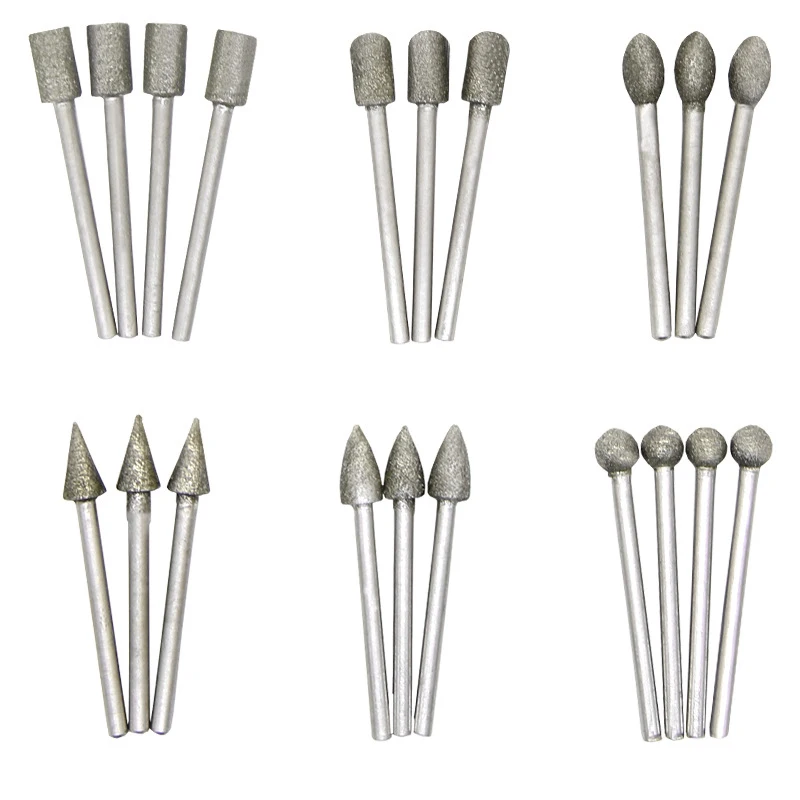Imagem -05 - Shank Cabeças de Moagem Diamante Mini Broca Rebarbas Conjunto para Ferramenta Rotativa Moedor Mayitr Escultura em Vidro Molde Moagem Ferramentas 20 Peças mm