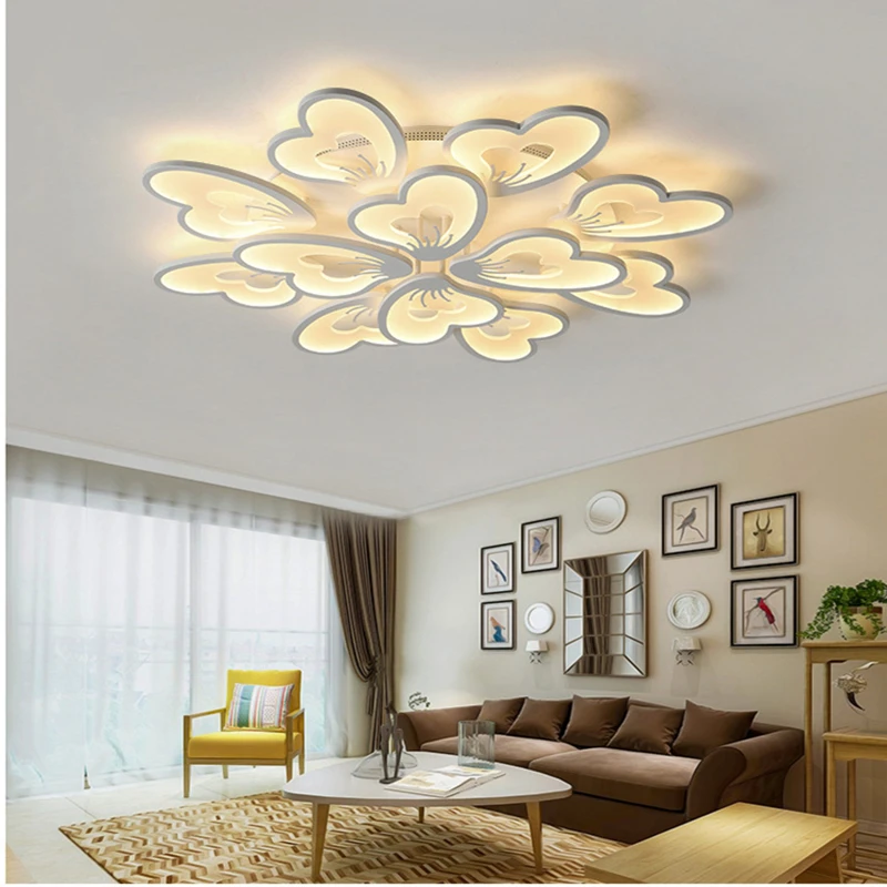 2021 New Ceiling Lamp Nordic Home Creative Simple White Acrylic Peach Blossom Chandelier Suitable For Restaurant Bedroom