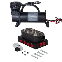 Universal DC 12V 480c 200 PSI OUTLET 1/4 and car Air Suspension Compressor/ Pump and 12V Solenoid Valve air manifold valve