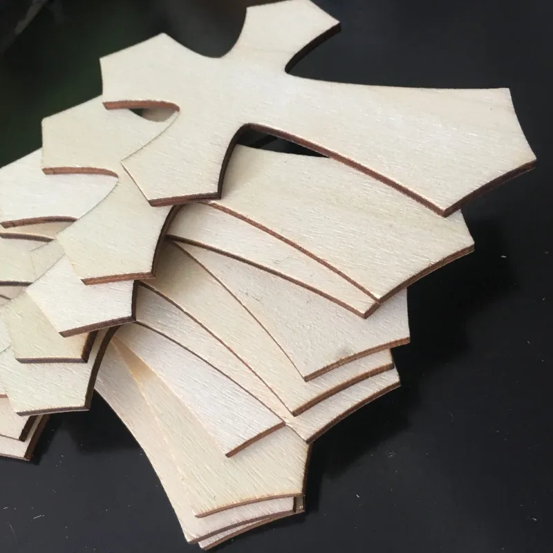 10 Pieces Cross Shaped Wood Pieces for Wooden Craft DIY Projects, Sunday School, Church, Home Decoration