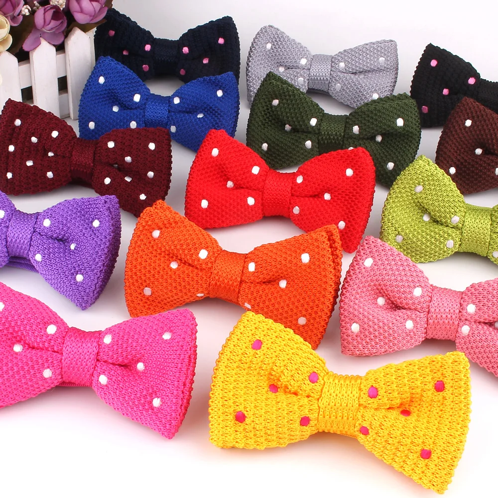 Dots Bow tie Fashion Knit Bow tie For Men Women Bow knot Adult Knitting Bow Ties Cravats Groomsmen Bow ties Gifts Knitted Bowtie