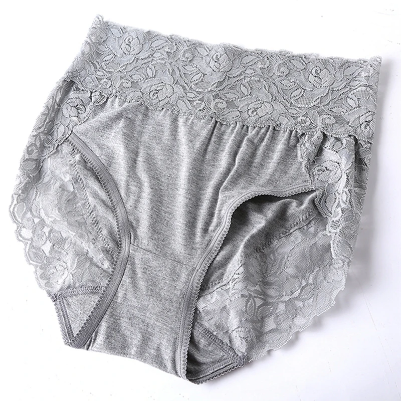 3Pcs/lot Sexy Briefs Intimates Women Underwears Plus Size 6XL 7XL Soft Modal Cotton Lace High Waist Female\'s Panties Sets