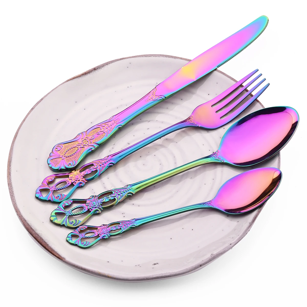 Gold Flatware Set High Quality Cutlery Set Stainless Steel Silverware Knife Dessert Fork Spoon Dinnerware Home Kitchen Tableware