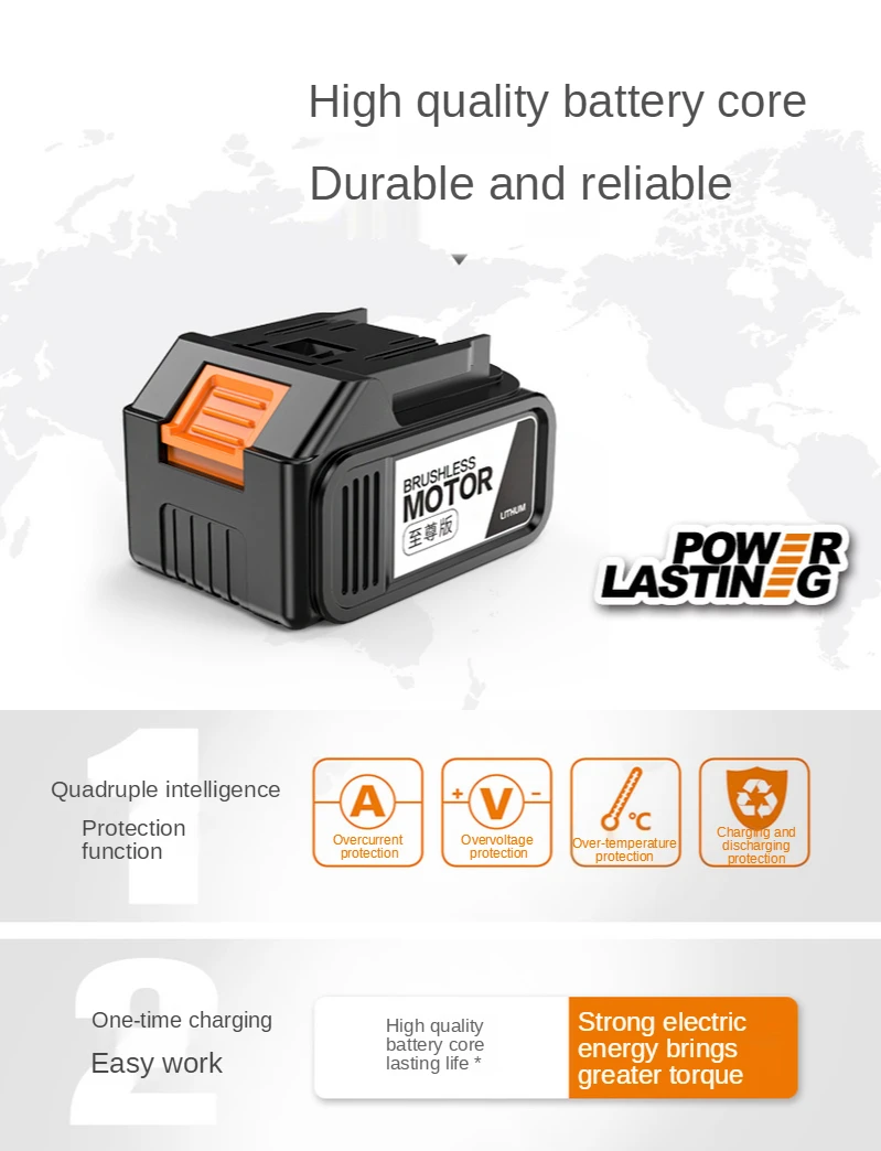 Brushless Impact ประแจไฟฟ้าชาร์จไฟฟ้าเสื้อปืน Infinitely Variable Speed Auto Repair