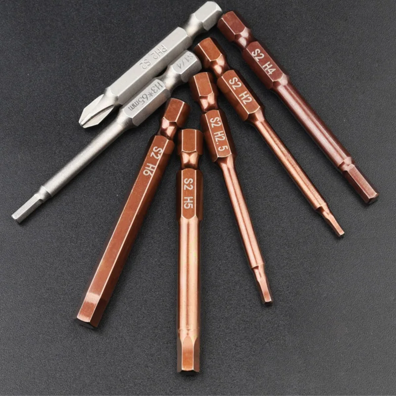 6*65mm Hexagon Screwdriver Bits Magnetic Impact Drivers Hex Shank PH2 PH2.5 PH3 PH4 PH5 PH6