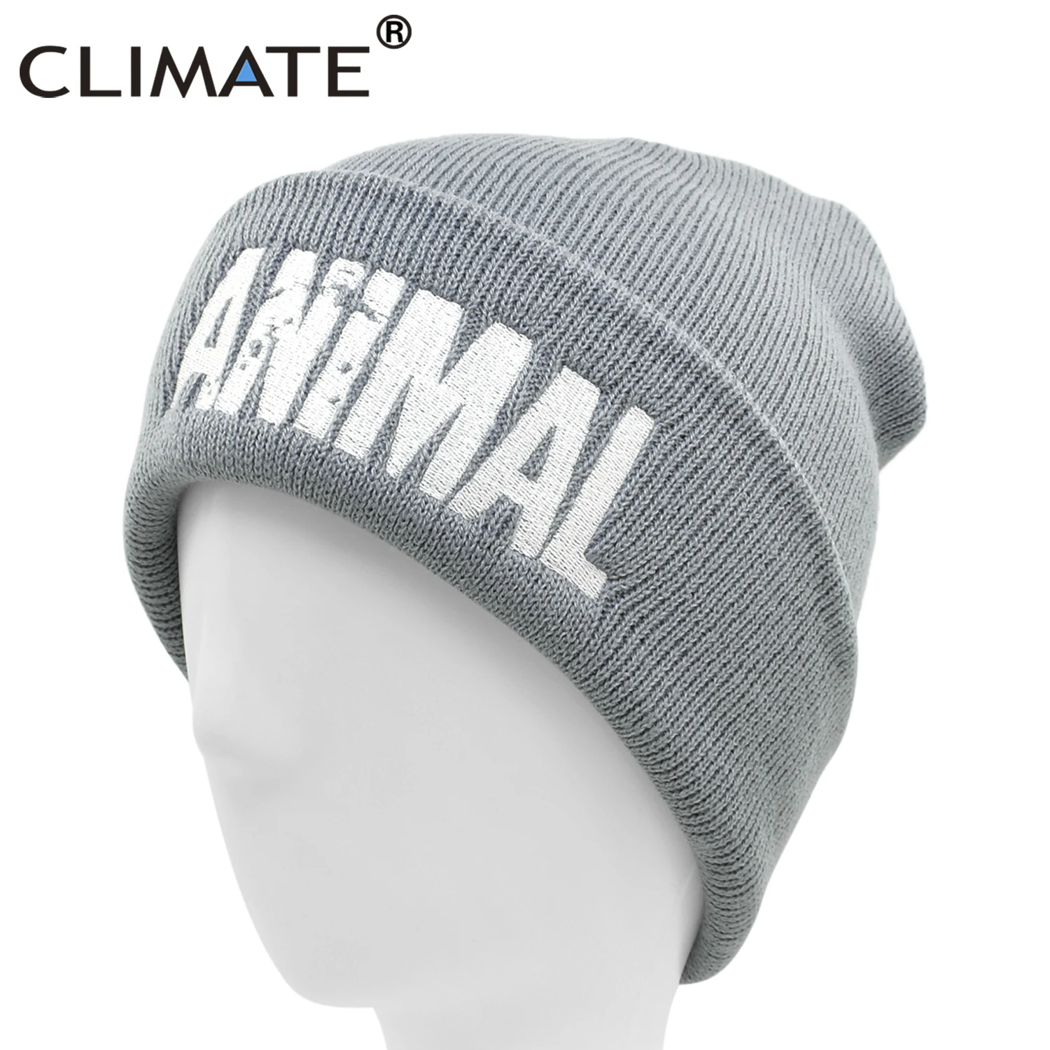 CLIMATE Men\'s Winter Hat Fitness Beanie GYM for Men Fitness Warm Beanie Cool Hat Winter for Man Mens Beanie Animal Logo Fit Hat