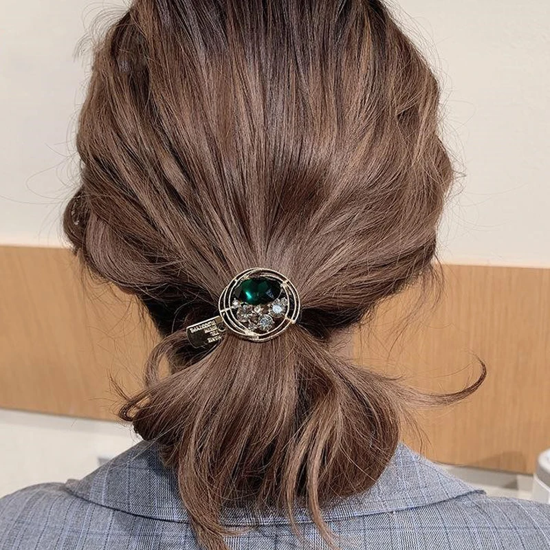 Planet Track Tali Kepala Kristal Temperament Female Simple In Hair Ring Net Red Tie Hair Rope Leather Case