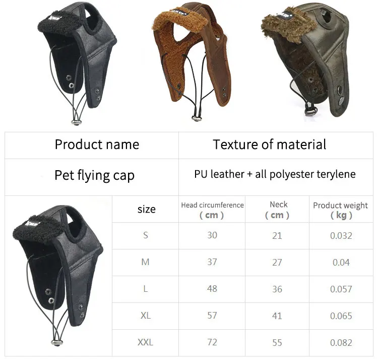 NONOR Warm Dog Pilot Hat Leather Pet Dog Cap For Large puppy Dogs Hats Funny Cosplay Pet Dog Hat Christmas gift for dog S-2XL